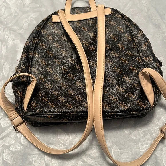 GUESS Black and Tan Patterned Backpack - Picture 3 of 5